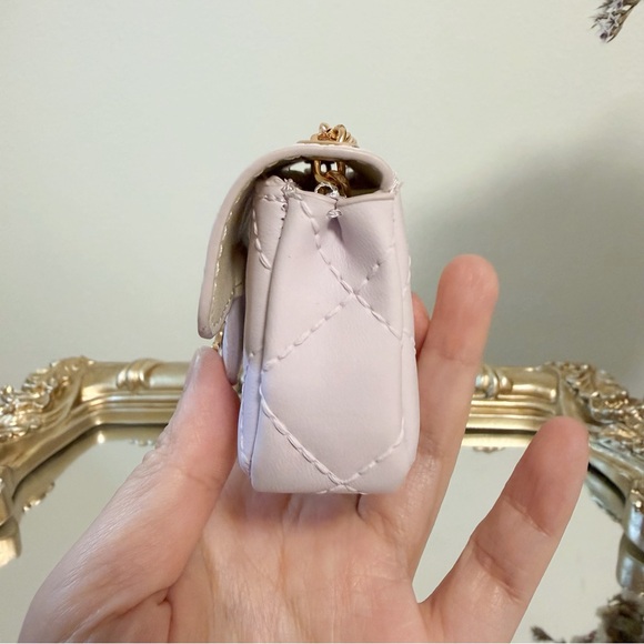 Mini Quilted Flap Bag, Soft Lavender Purple, Magnetic Closure - Picture 4 of 7